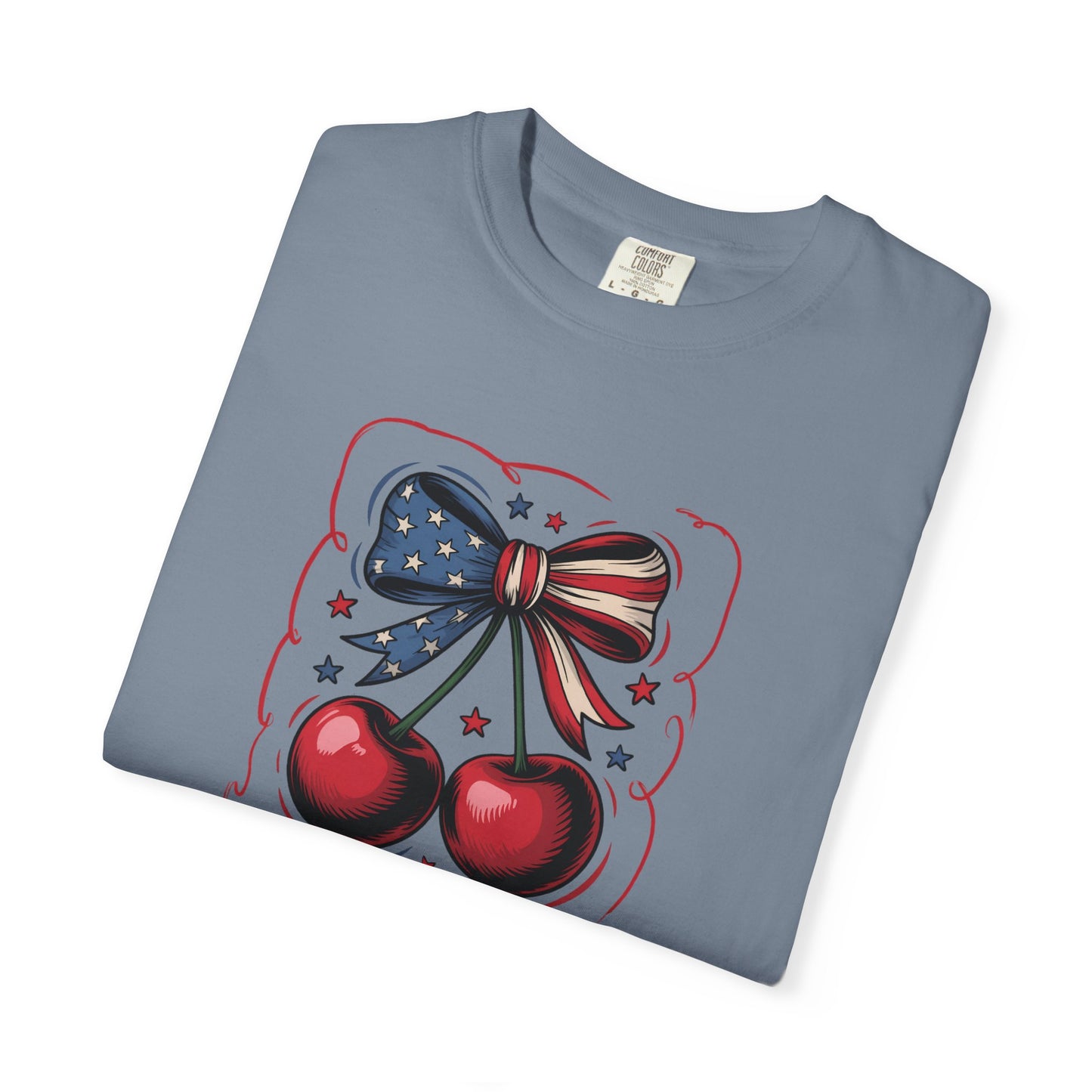 American Flag Cherry T-Shirt — Patriotic Bow Cherry Graphic Tee
