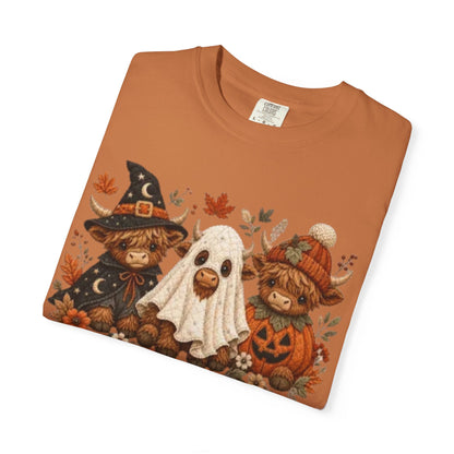 Halloween Highland Cows & Ghost T-shirt