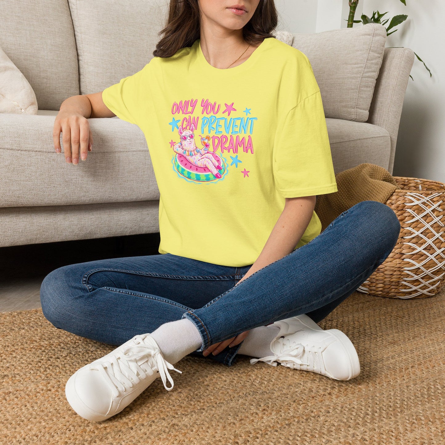 Only You Can Prevent Drama T-Shirt — Cute Llama Pool Float Graphic Tee