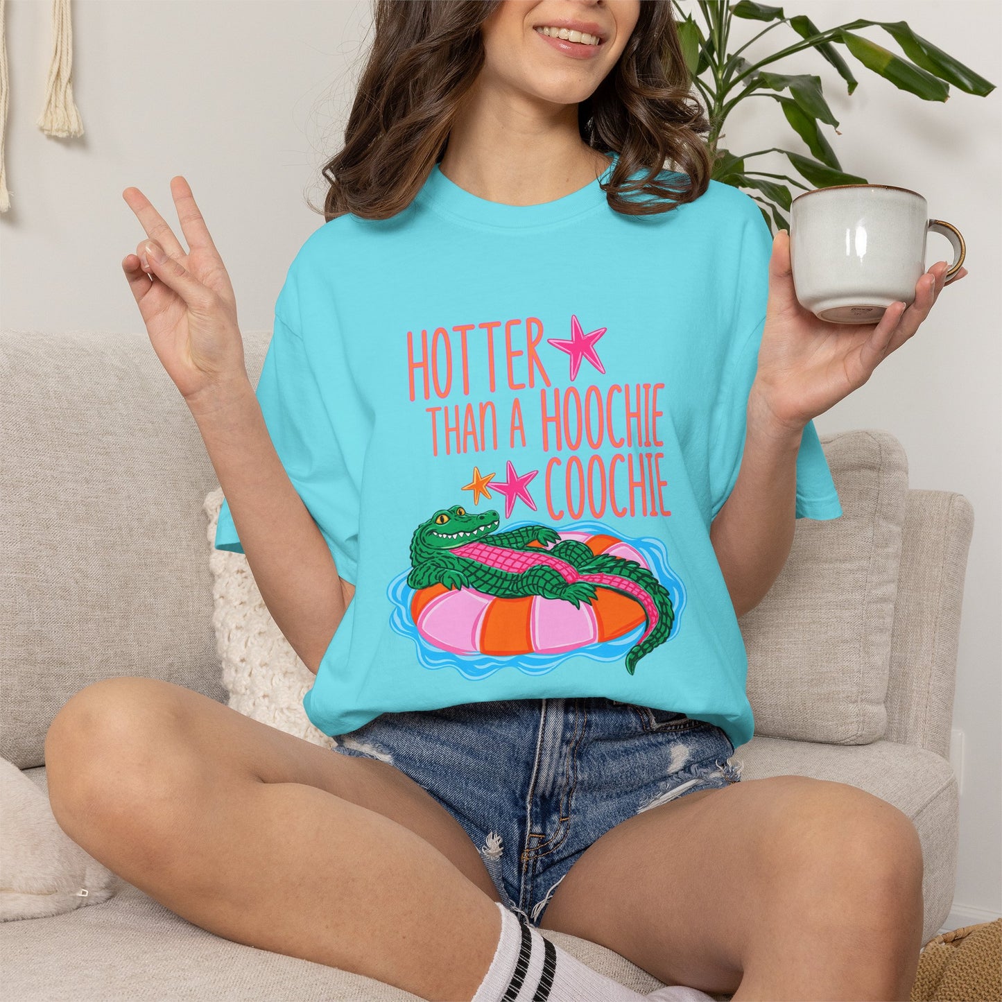 T-Shirt — "Hotter Than a Hoochie Coochie" Gator Pool Graphic Tee