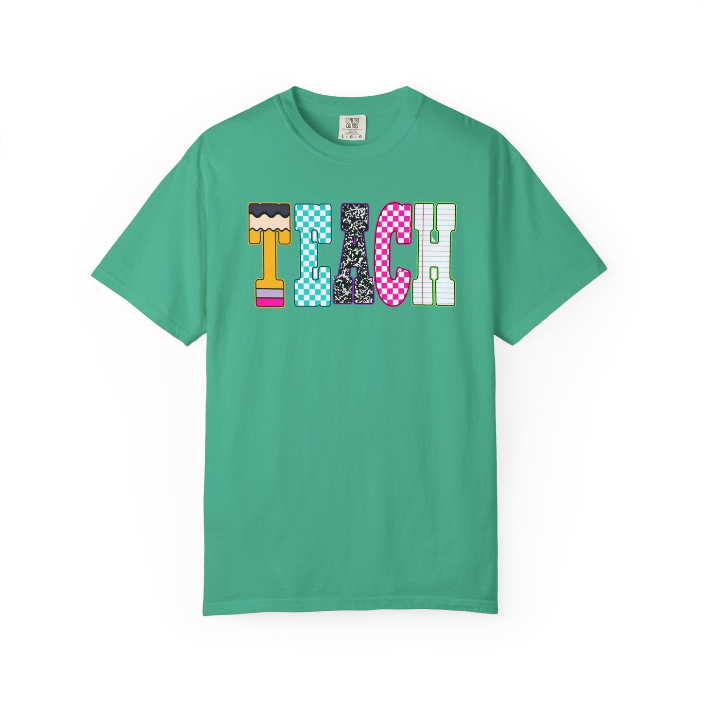 Teach Colorblock Graphic T-Shirt — Fun Teacher Appreciation Tee