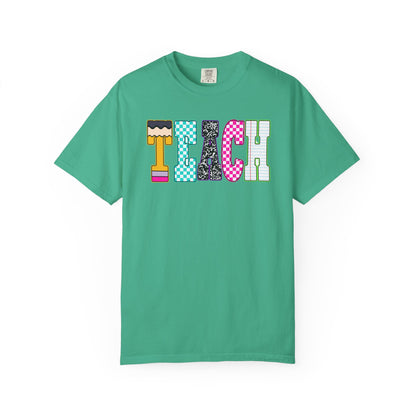 Teach Colorblock Graphic T-Shirt — Fun Teacher Appreciation Tee