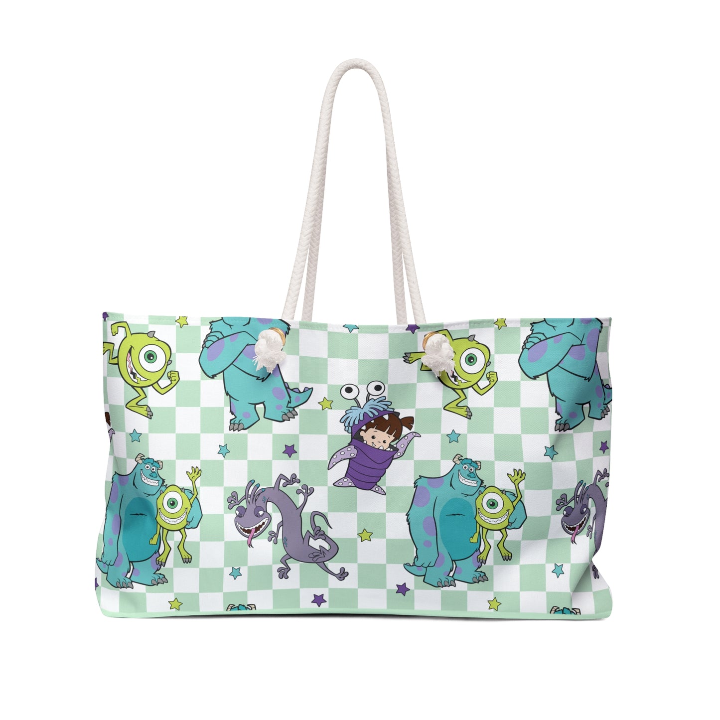 Cute Monster Checkered Weekender Bag — Kids’ Travel Tote (Mike, Sulley & Friends)