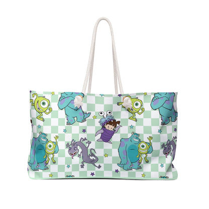 Cute Monster Checkered Weekender Bag — Kids’ Travel Tote (Mike, Sulley & Friends)