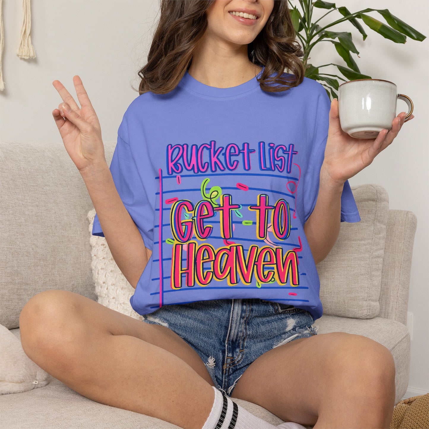 Get to Heaven T-Shirt — "Bucket List" Colorful Notebook Graphic