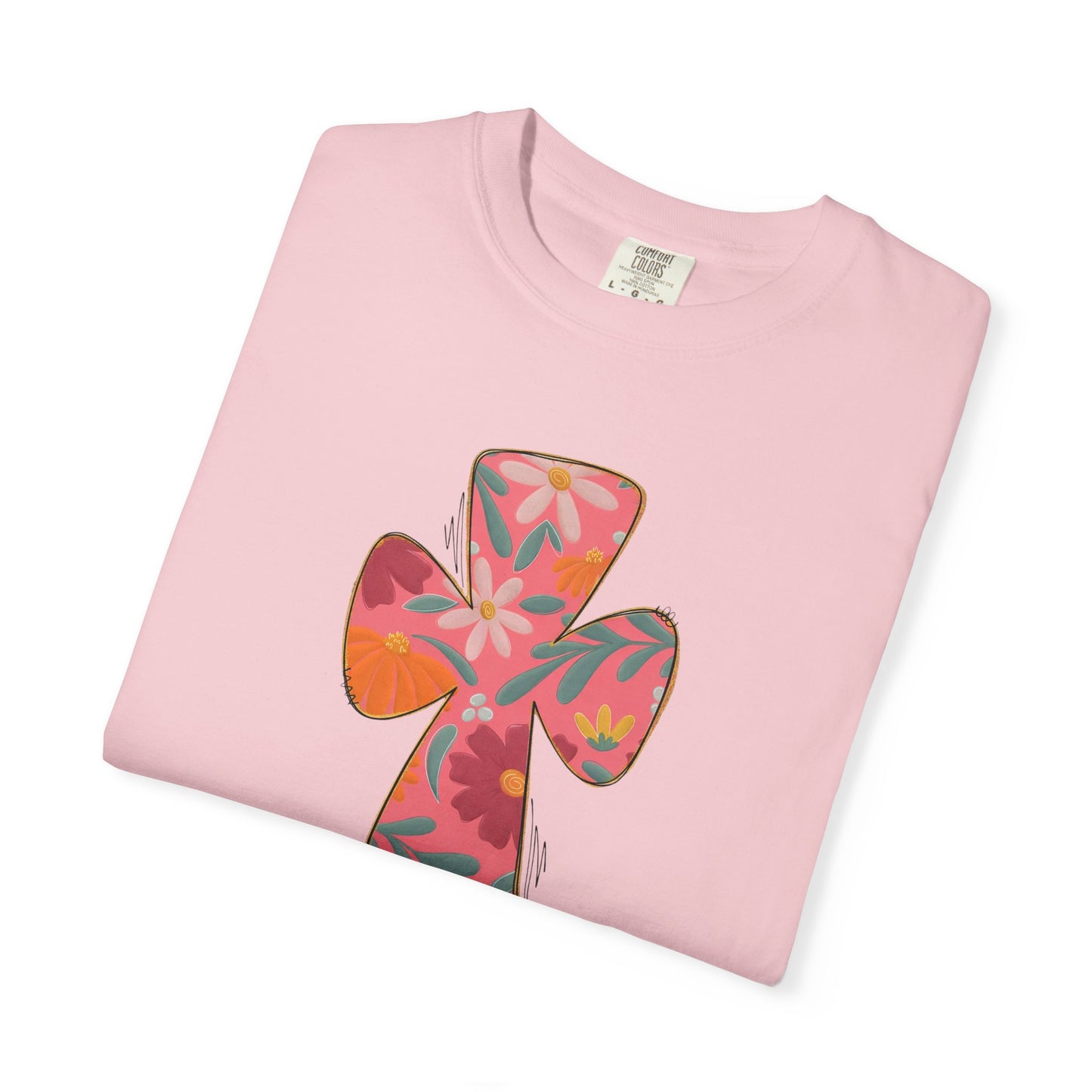 Floral Cross T-Shirt — Tropical Flower Graphic Tee