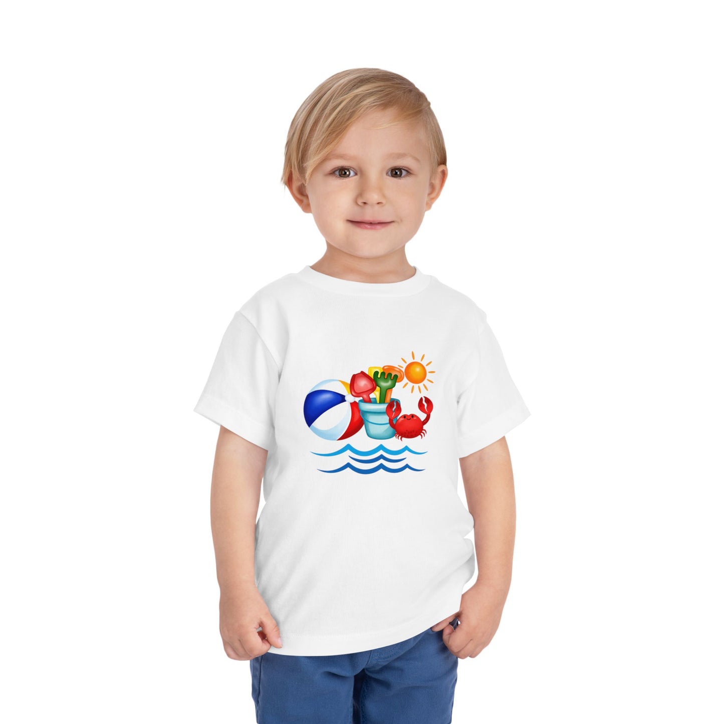 Toddler Tee — Colorful Beach Crab & Sand Pail Summer Shirt