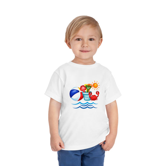 Toddler Tee — Colorful Beach Crab & Sand Pail Summer Shirt