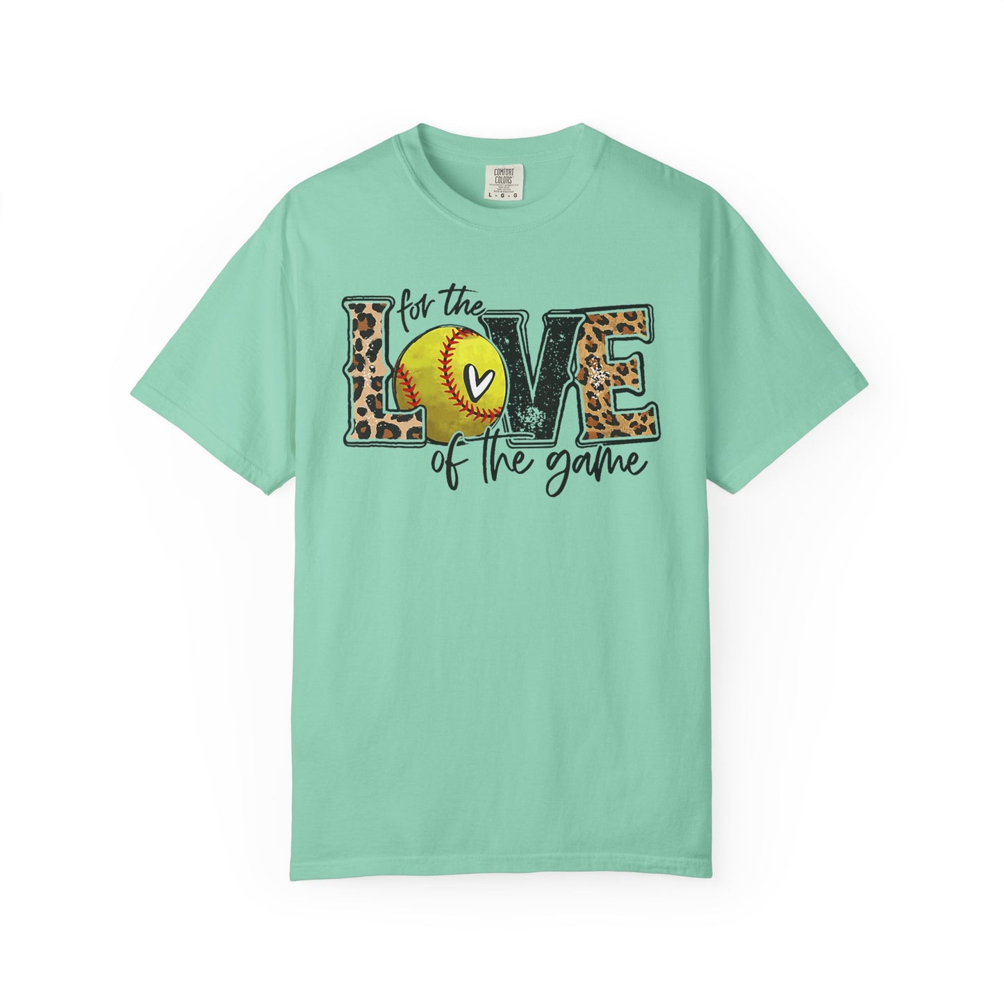 Love of the Game Softball T-Shirt — Leopard Print Tennis Ball Design