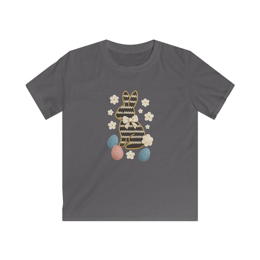 Kids Tee — Patterned Easter Bunny with Eggs Graphic