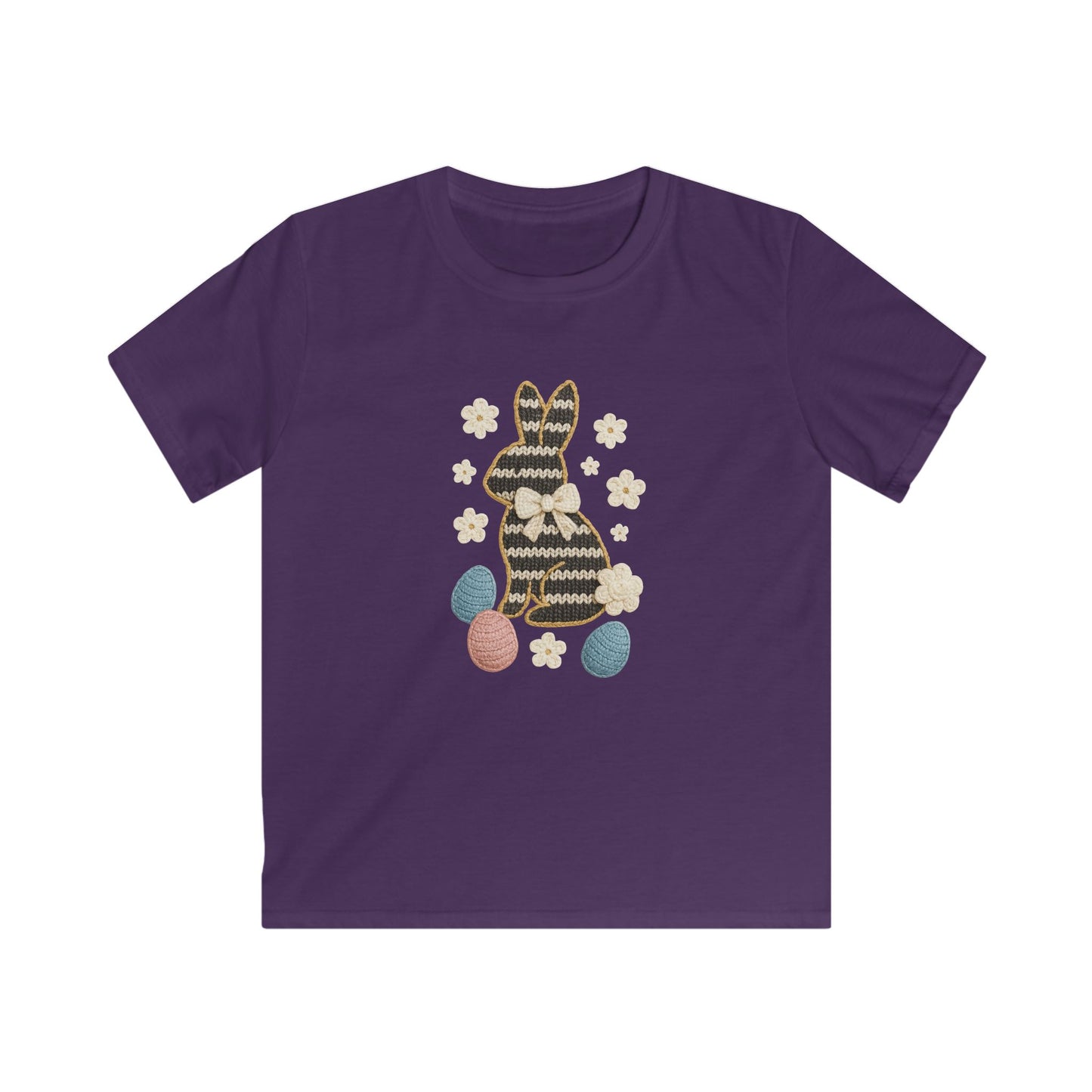 Kids Tee — Patterned Easter Bunny with Eggs Graphic
