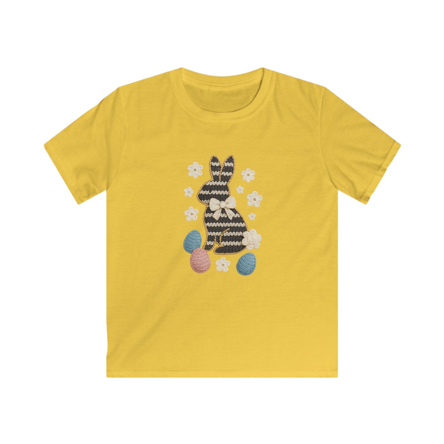 Kids Tee — Patterned Easter Bunny with Eggs Graphic