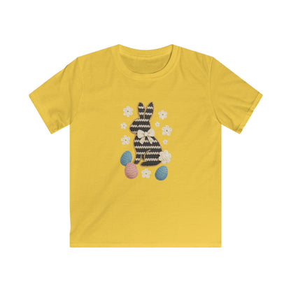 Kids Tee — Patterned Easter Bunny with Eggs Graphic