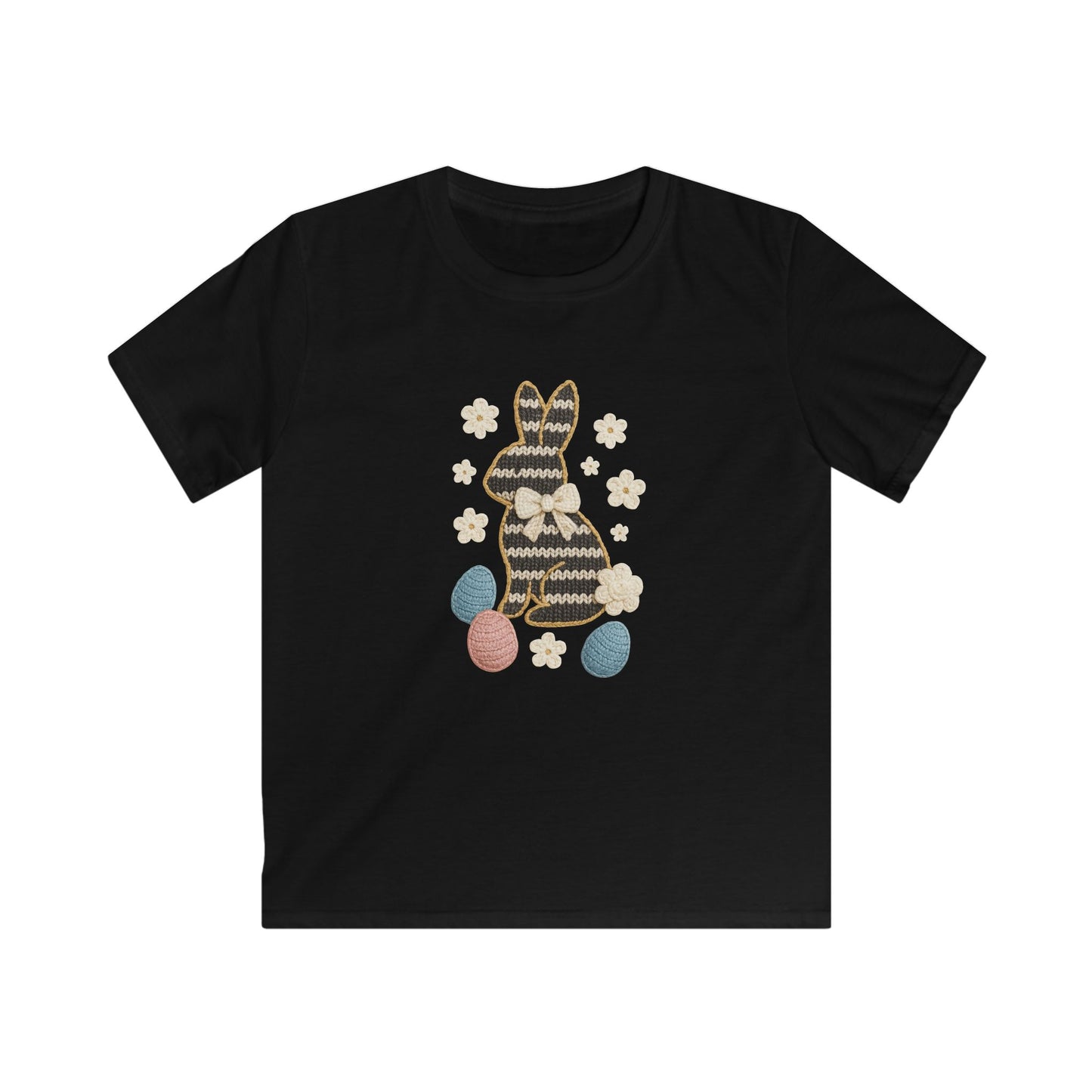 Kids Tee — Patterned Easter Bunny with Eggs Graphic
