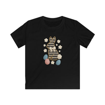 Kids Tee — Patterned Easter Bunny with Eggs Graphic