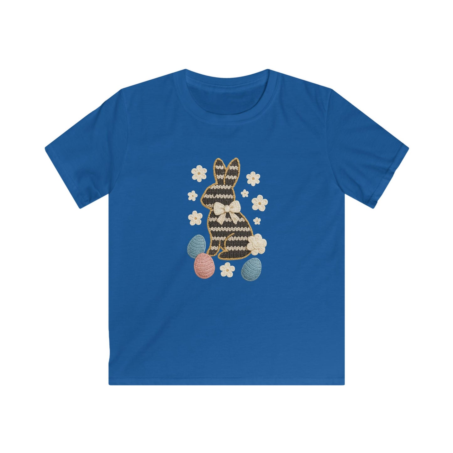Kids Tee — Patterned Easter Bunny with Eggs Graphic