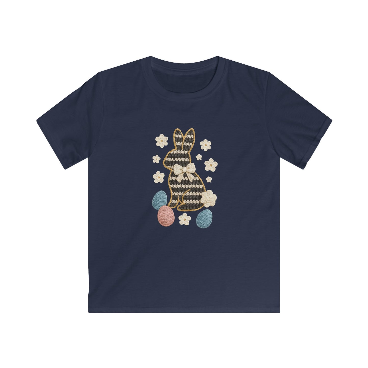 Kids Tee — Patterned Easter Bunny with Eggs Graphic