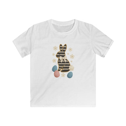 Kids Tee — Patterned Easter Bunny with Eggs Graphic