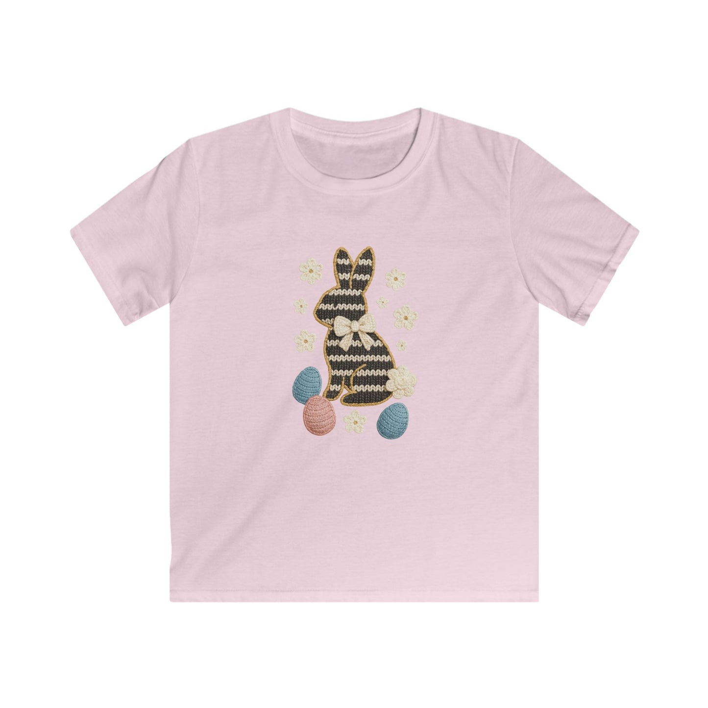 Kids Tee — Patterned Easter Bunny with Eggs Graphic