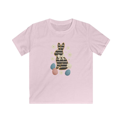Kids Tee — Patterned Easter Bunny with Eggs Graphic