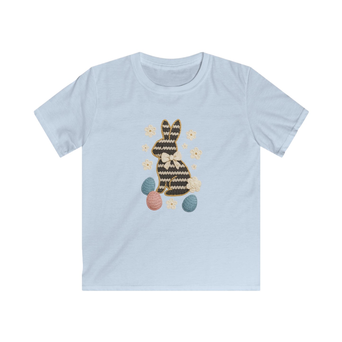 Kids Tee — Patterned Easter Bunny with Eggs Graphic