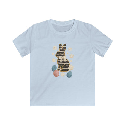Kids Tee — Patterned Easter Bunny with Eggs Graphic