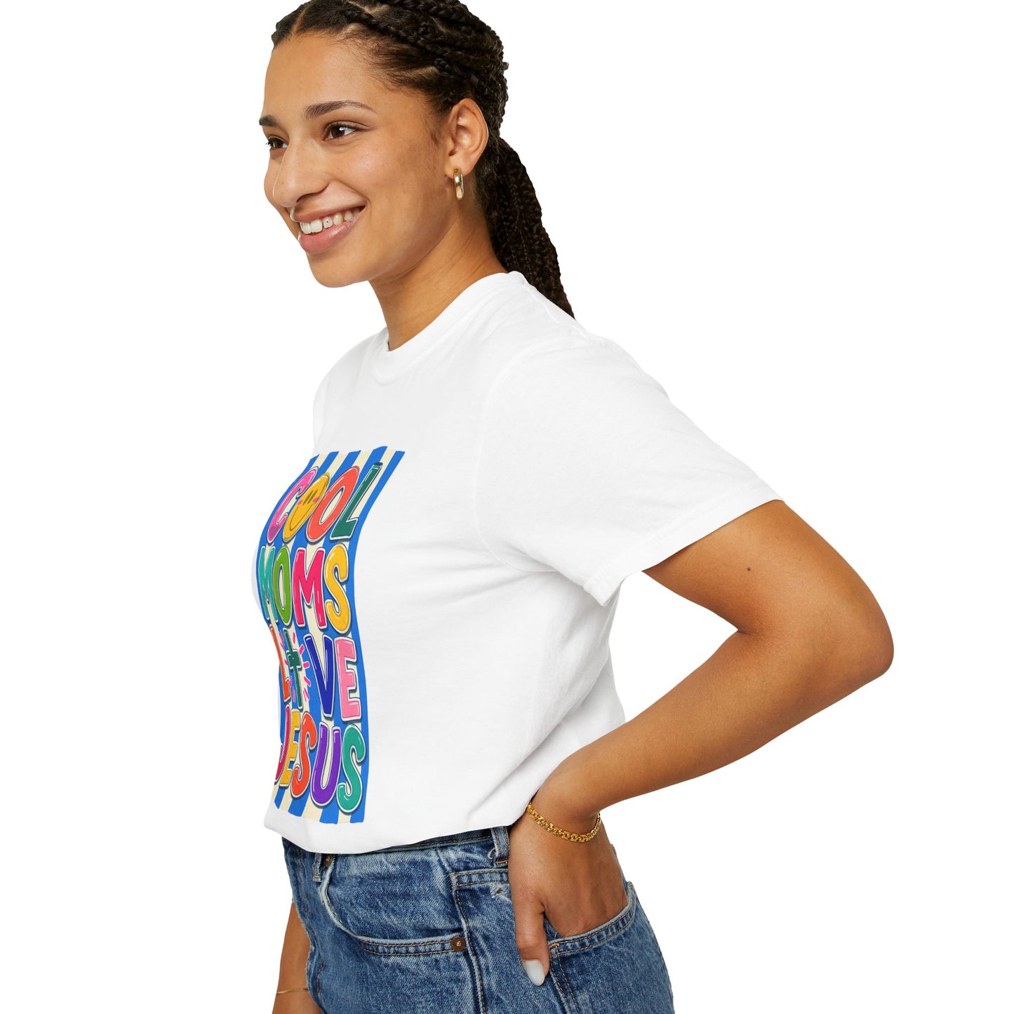 Cool Moms Love Jesus T-Shirt — Colorful Retro Christian Graphic Tee