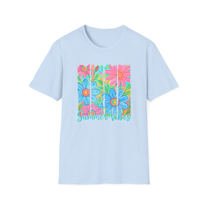 Summer vibes floral tee- Gildan softstyle