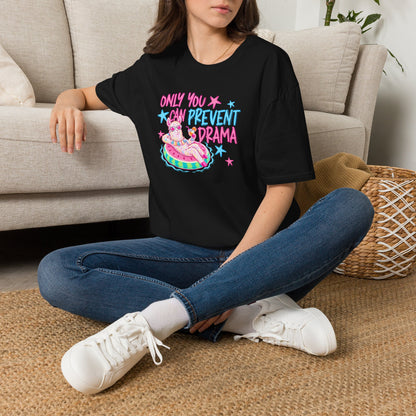 Only You Can Prevent Drama T-Shirt — Cute Llama Pool Float Graphic Tee