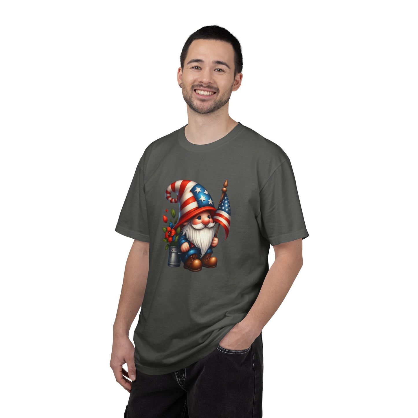 Patriotic Gnome T-Shirt – American Flag Fourth of July Garden Gnome Tee