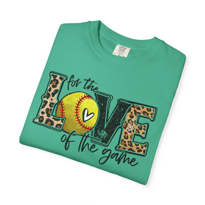 Love of the Game Softball T-Shirt — Leopard Print Tennis Ball Design