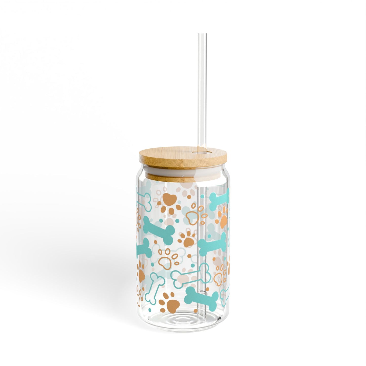 Dog Paw & Bone 16oz Sipper Glass – Reusable Straw Tumbler for Pet Lovers