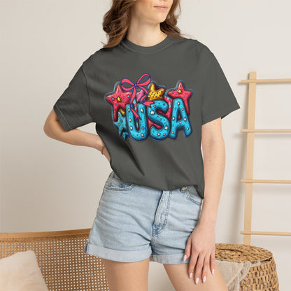 USA Star Balloon Graphic T-Shirt — Patriotic 4th of July Tee