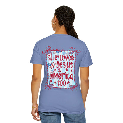 She Loves Jesus & America Too T-Shirt