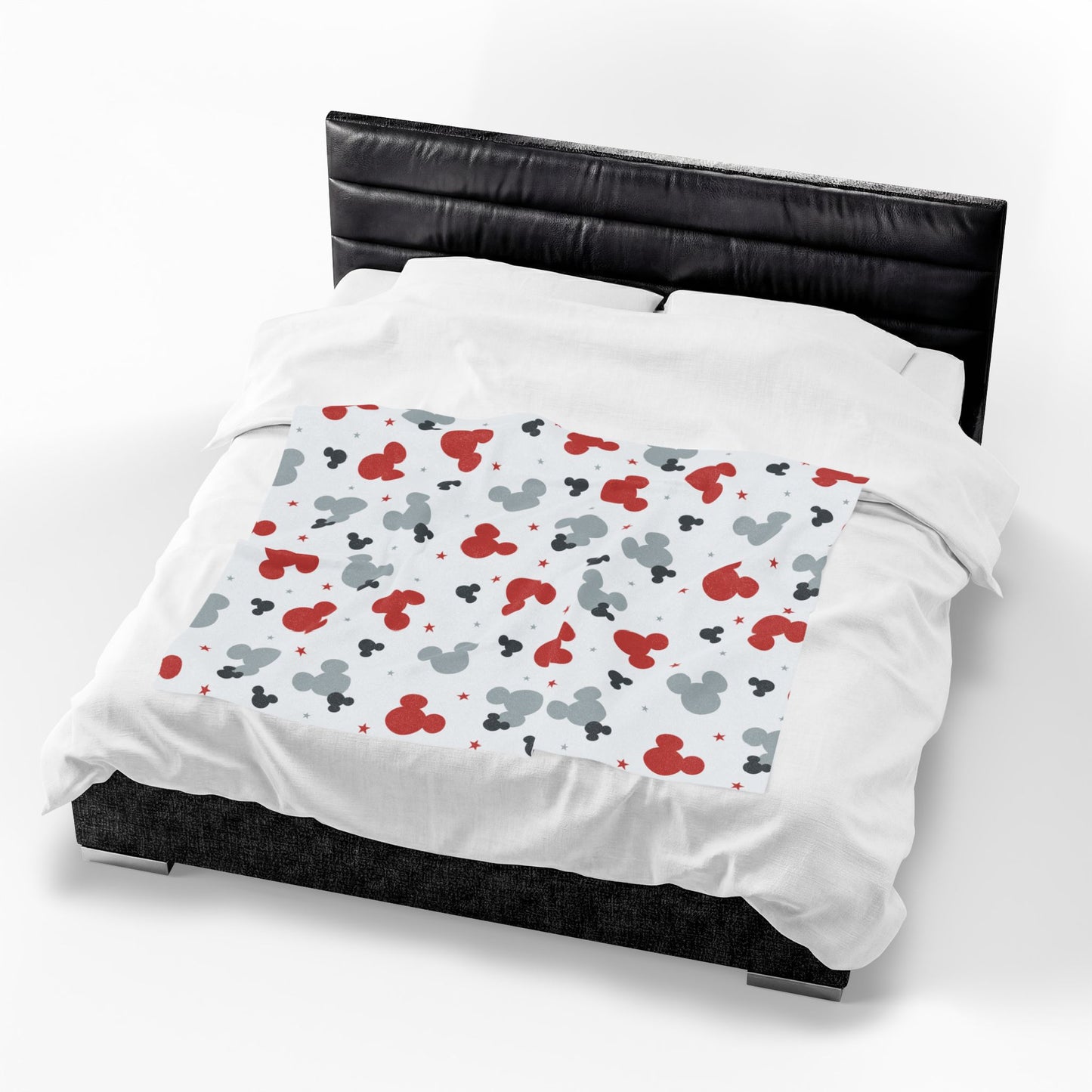 Plush Blanket — Red & Gray Mouse Head Pattern Velveteen Throw