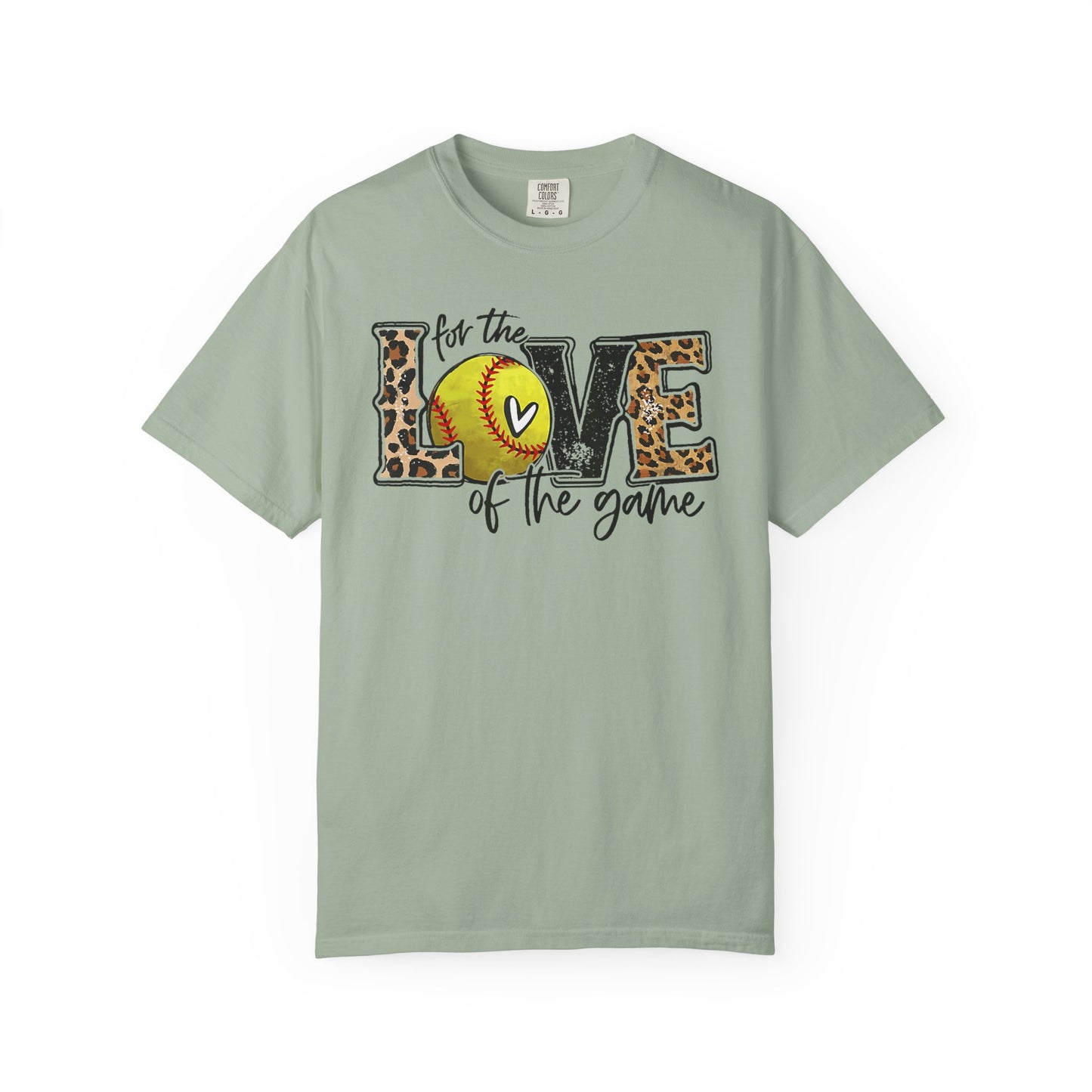 Love of the Game Softball T-Shirt — Leopard Print Tennis Ball Design