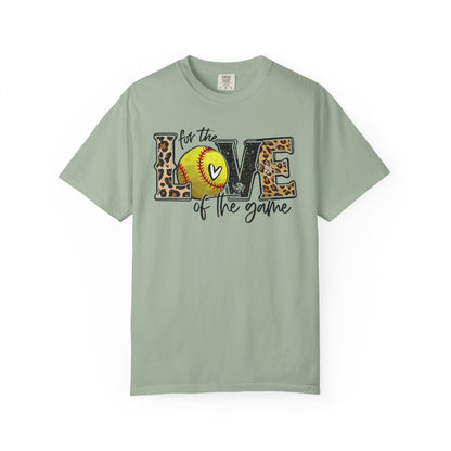 Love of the Game Softball T-Shirt — Leopard Print Tennis Ball Design