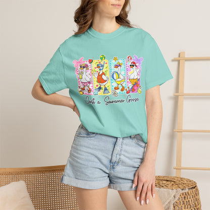 Summer Goose T‑Shirt — "Just a Summer Goose" Cute Beach Cartoon Tee