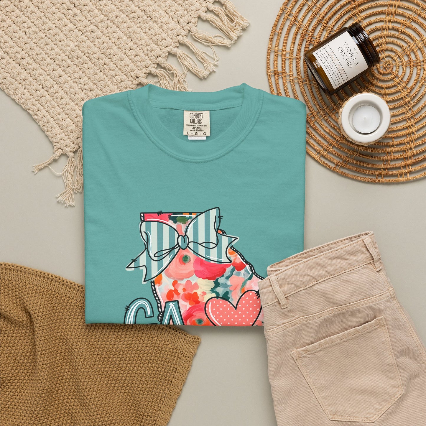 Georgia Floral State T-Shirt — GA Heart Bow Design