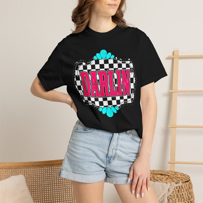 Darlin' Checkerboard Graphic T-Shirt