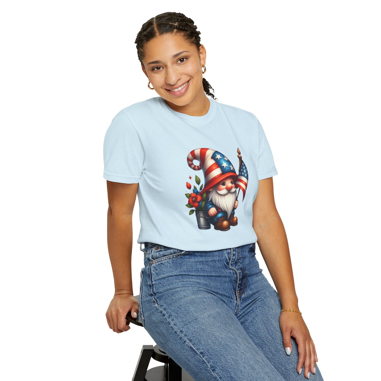 Patriotic Gnome T-Shirt – American Flag Fourth of July Garden Gnome Tee