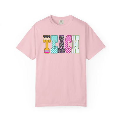 Teach Colorblock Graphic T-Shirt — Fun Teacher Appreciation Tee