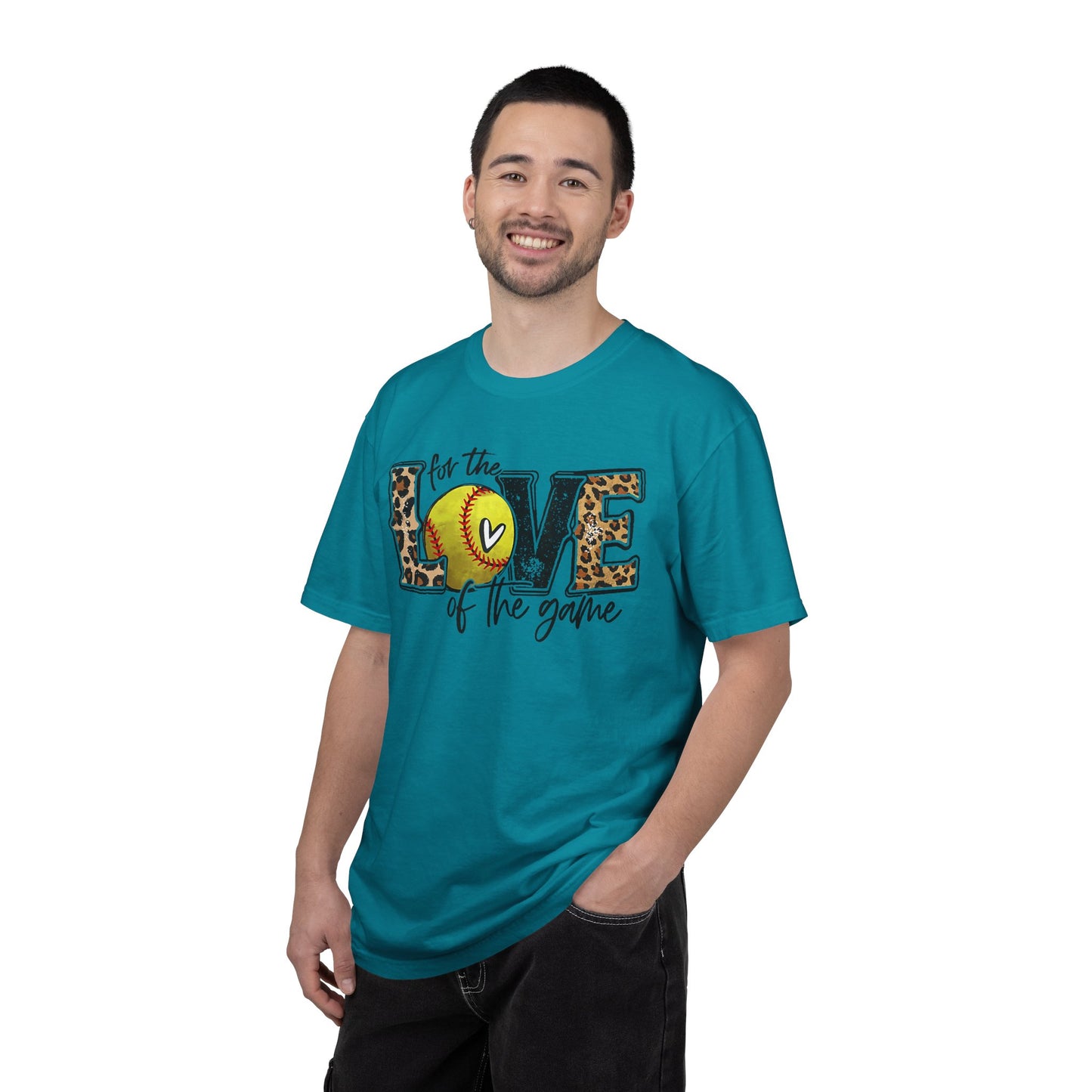 Love of the Game Softball T-Shirt — Leopard Print Tennis Ball Design