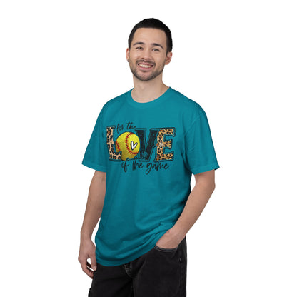 Love of the Game Softball T-Shirt — Leopard Print Tennis Ball Design