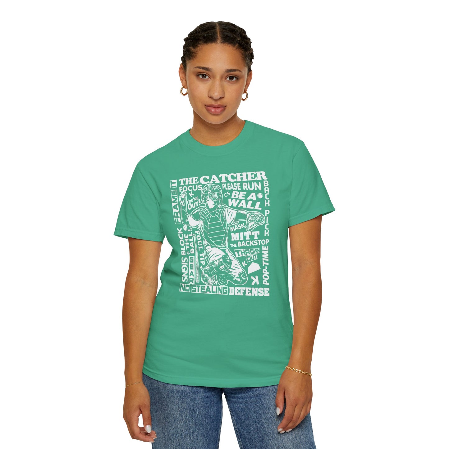 Catcher Graphic T-Shirt — Vintage-Inspired Baseball Catcher Design
