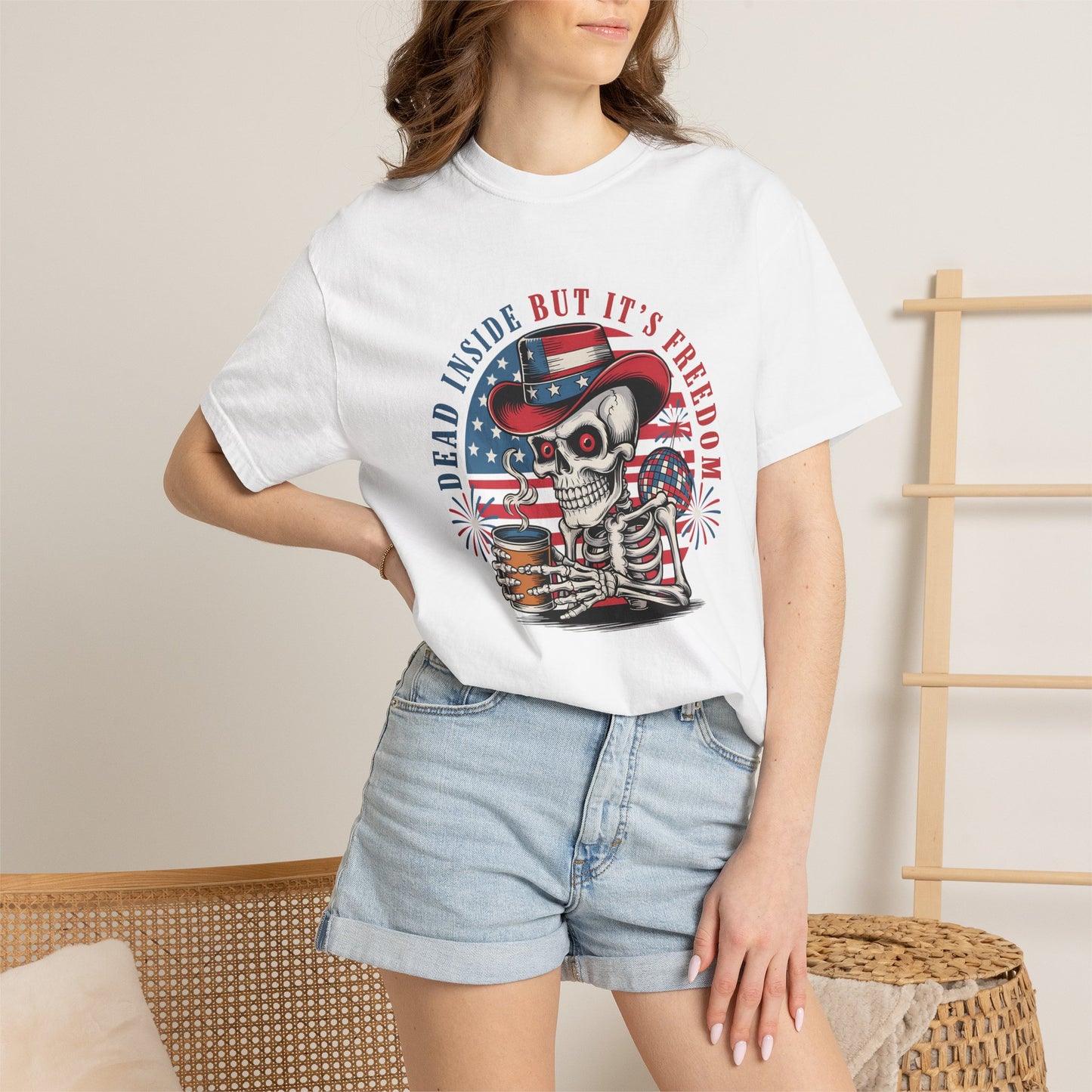 Patriotic Skeleton 'Dead Inside But It's Freedom' T-Shirt