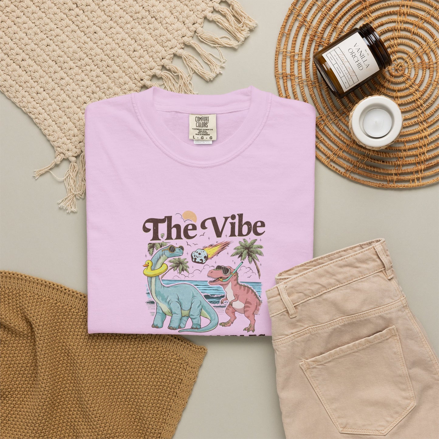 Retro Dinosaur Tee — "The Vibe Is In Shambles" Graphic T-Shirt