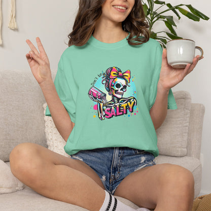 Salty Skull Graphic T-Shirt — Retro Neon Kawaii Skull Tee