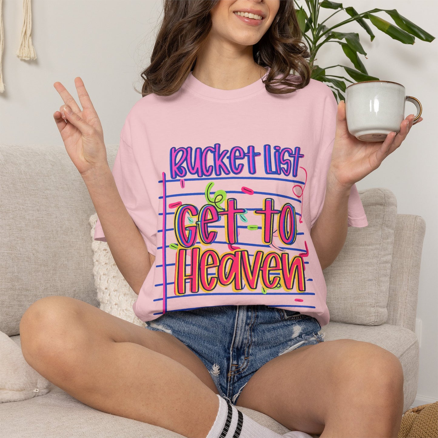 Get to Heaven T-Shirt — "Bucket List" Colorful Notebook Graphic