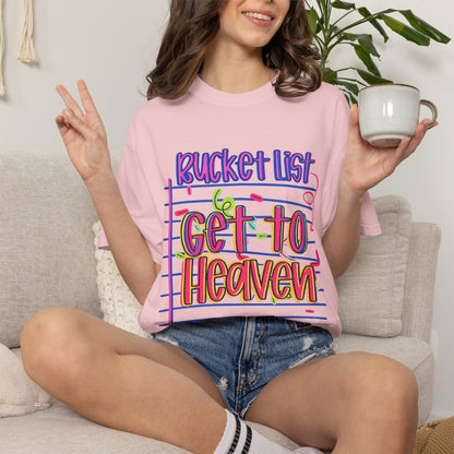 Get to Heaven T-Shirt — "Bucket List" Colorful Notebook Graphic